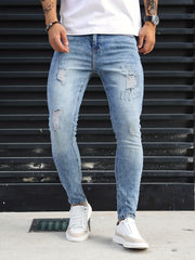 Slim Fit Ripped Jeans Mens Distressed Stretch Denim