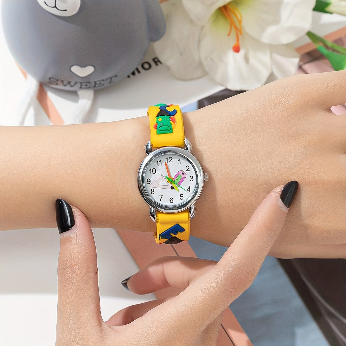 Kids Crayon Print Quartz Watch for Daily Life