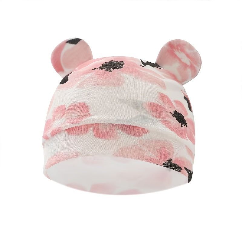 4pcs Baby Hat Cartoon Prints Soft Cotton for 0-6 Months Boy & Girl