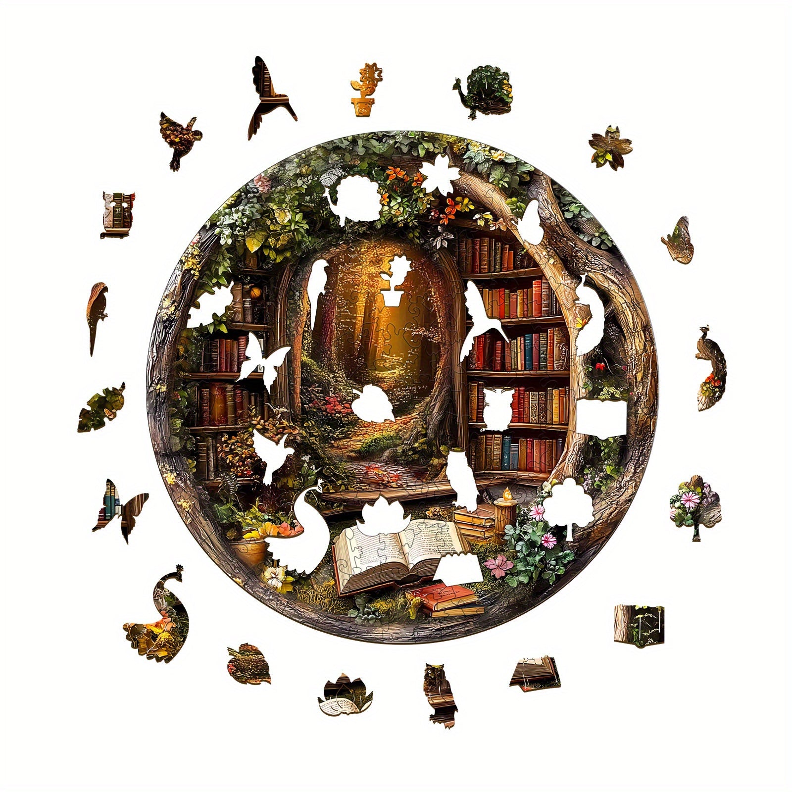 Enchanted Treehouse Library Wooden Jigsaw Puzzle