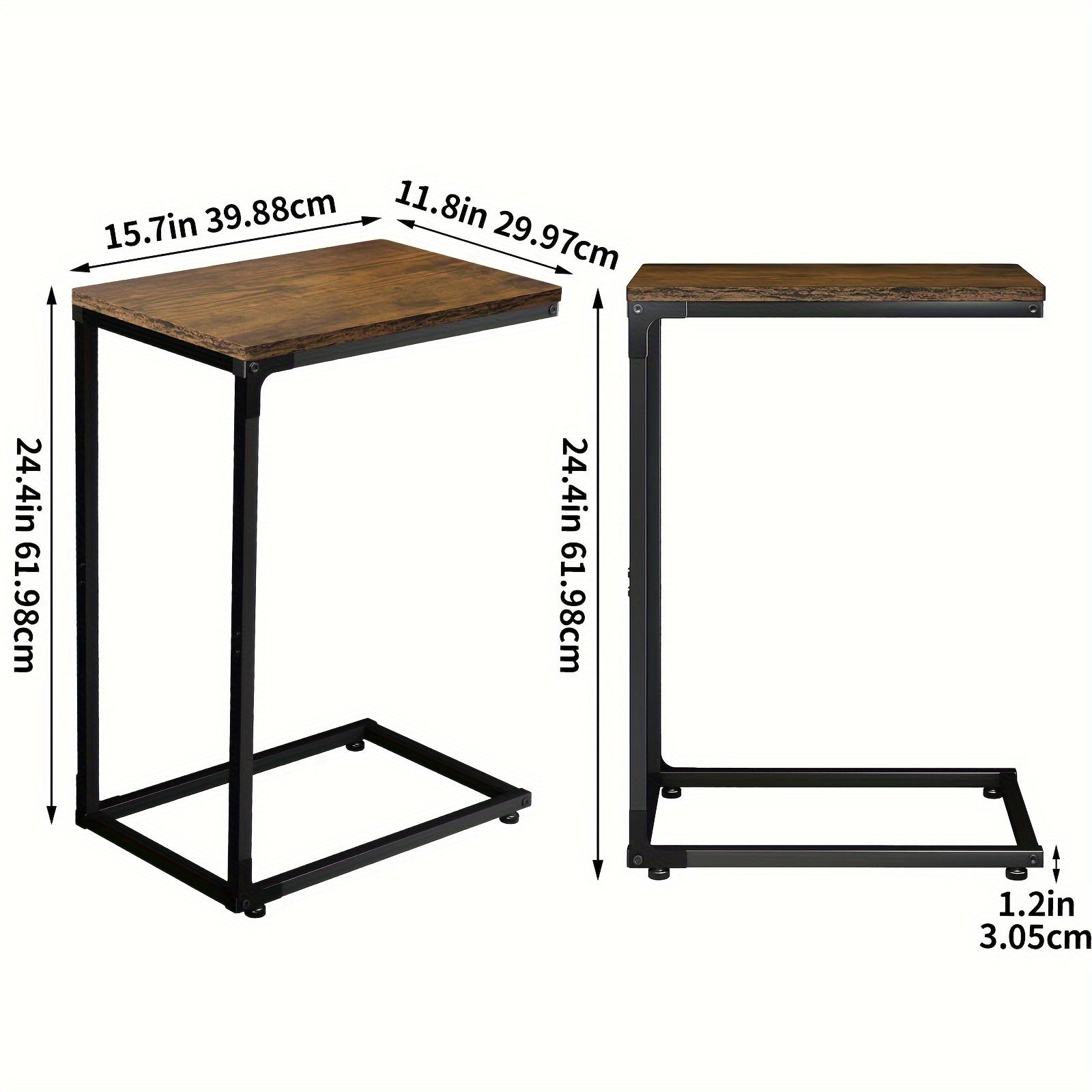 C-Shaped Coffee & Side Table Rural Brown for Living Room