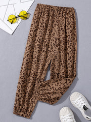 Leopard Print Elastic Waist Pants for Girls