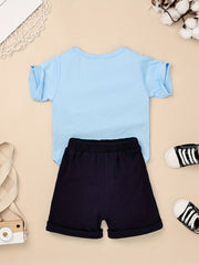 Baby Boys Striped Patched T-shirt & Shorts Set for Summer