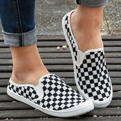 Checkboard Slip On Casual Shoes Lightweight Breathable Sport Running Sho