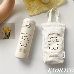 Bear Pattern Insulated Water Bottles - Portable Water Bottle