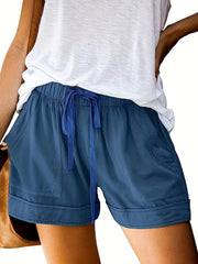 Drawstring Waist Patched Pocket Shorts Casual Summer Shorts