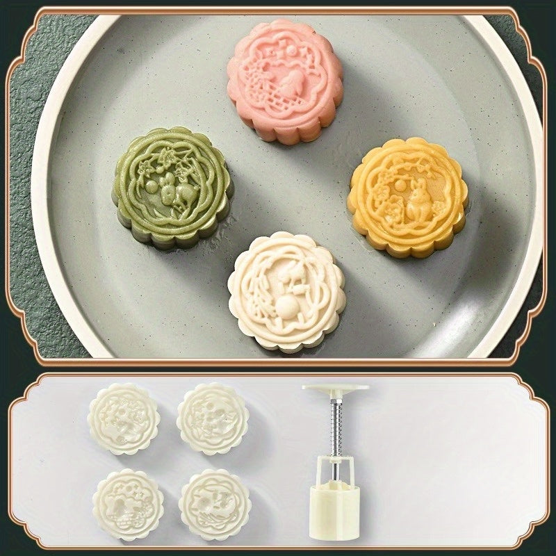 Moon Cake Mold with Stamps DIY Hand Press Cookie Stamps