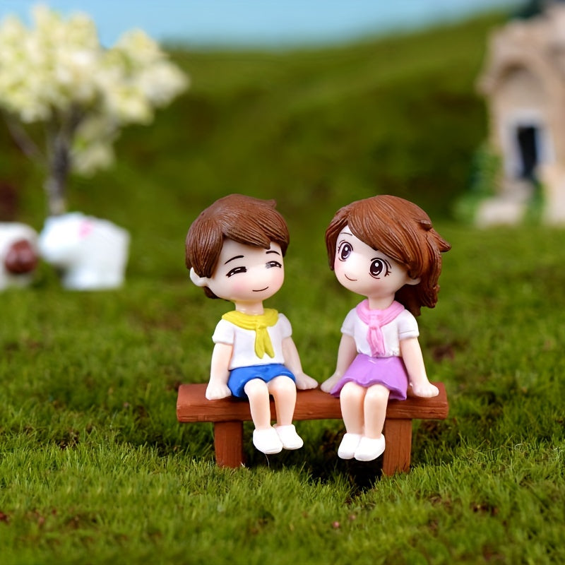 3pcs Couple Ornaments Fairy Garden Home Decor Yard Decoration Resin Crafts