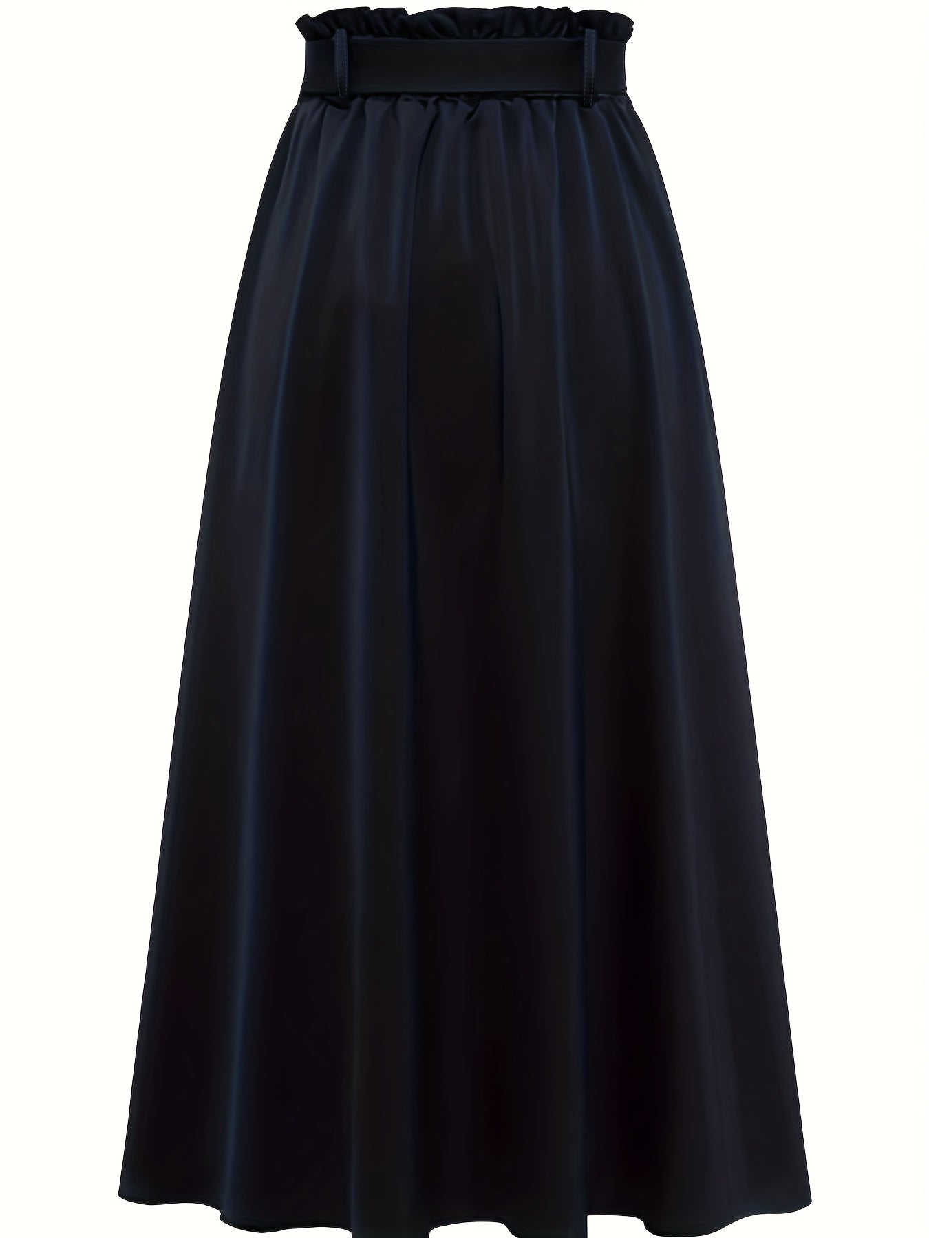 Solid Belted Maxi Skirt Pleated Versatile Women's Clothing