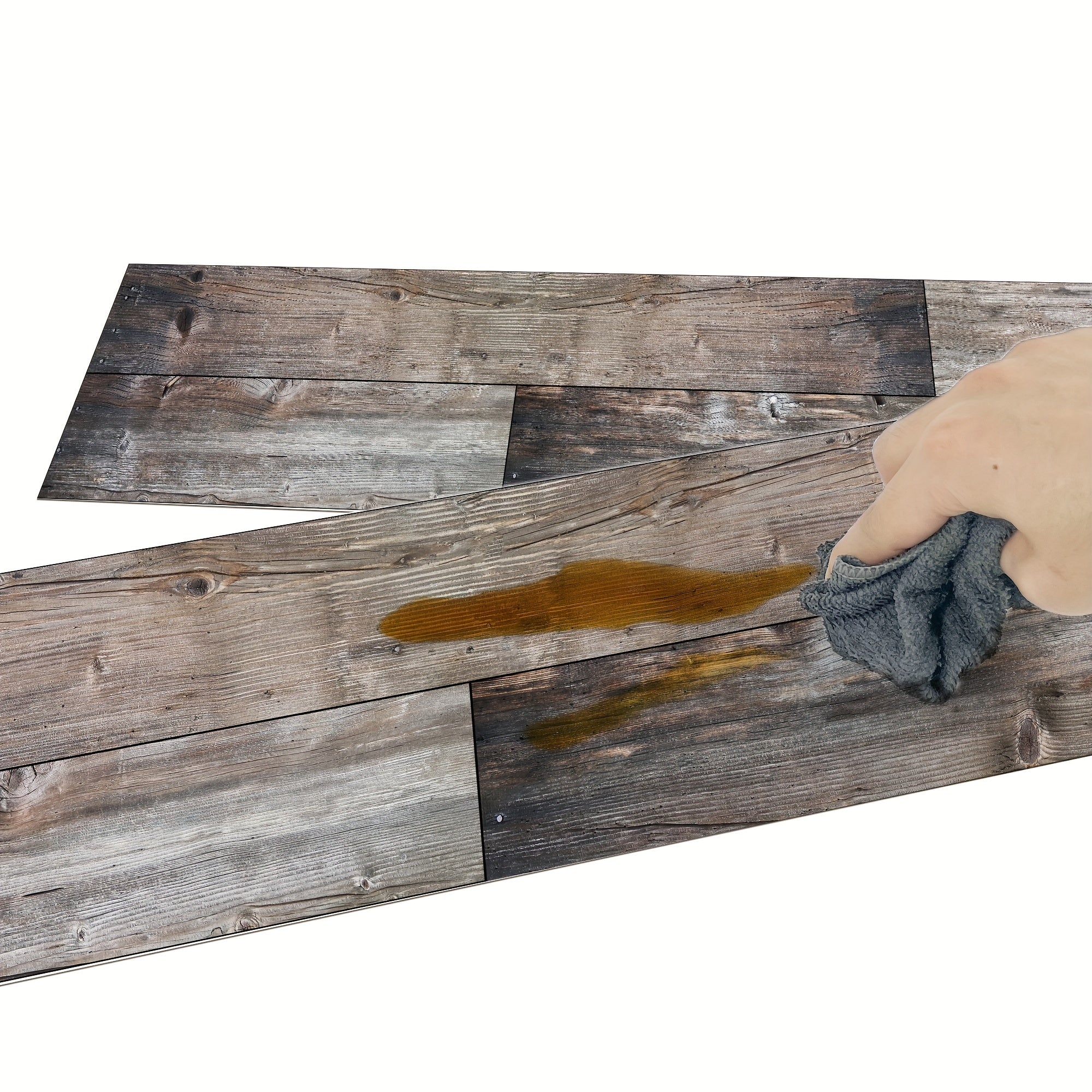 10pcs Grey Wood Peel and Stick Floor Tile - Waterproof - Easy Install - 6 x 35