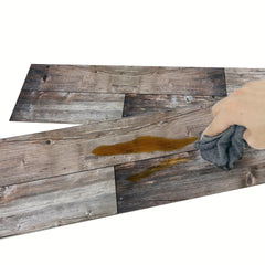 10pcs Grey Wood Peel and Stick Floor Tile - Waterproof - Easy Install - 6 x 35