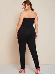 Basic Jumpsuit Women's Plus Strapless Skinny Tube J
