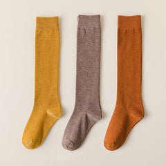 3 Pairs Thick Knee Length Winter Socks Women's Cotton Casual Long Socks