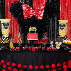 Red Fringe Curtain 243x84x97 cm Backdrop Party Decor