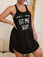 Casual Nightdress Women's Plus Slogan Print Tank