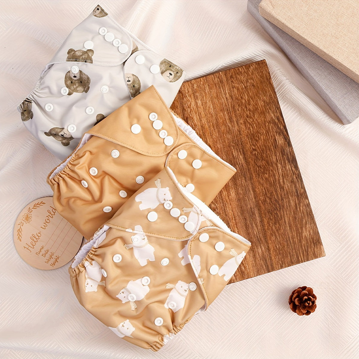 3pcs Soft Suede Cloth Reusable Washable Diapers Pockets Fits 6 33lbs