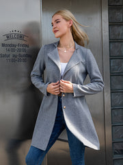 Solid Coat Casual Open Front Long Sleeve Outerwear