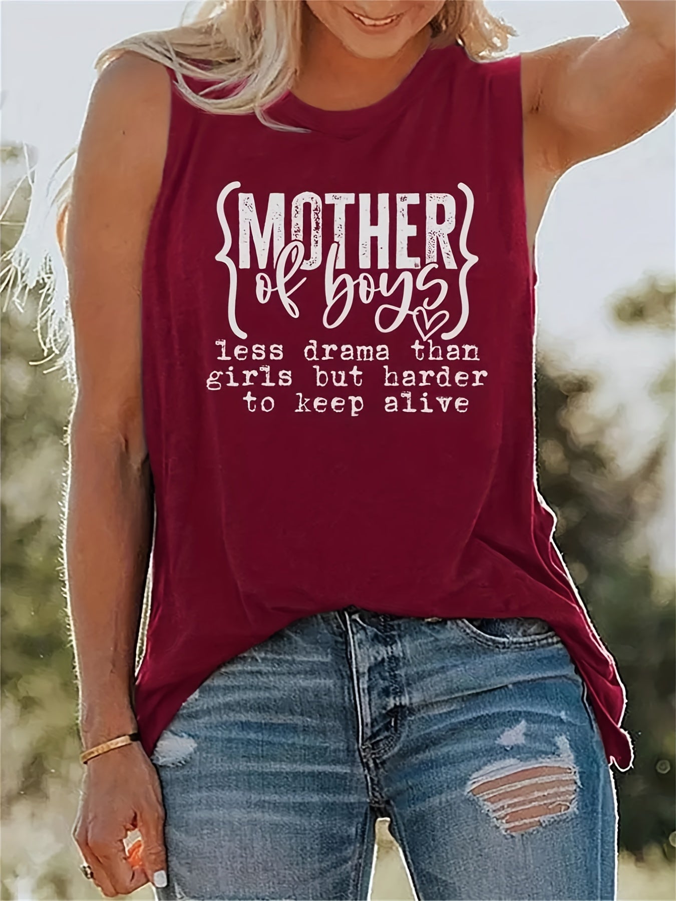 Sleeveless Crew Neck Tank Top for Summer Women's Clothing