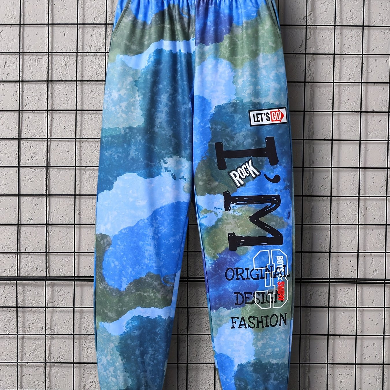 Boys Camo Style Letter Jogger Sweatpants