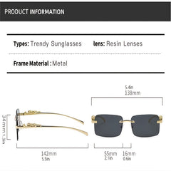 Gradient Tint Golden Frame Sunglasses Vintage Oversized Square