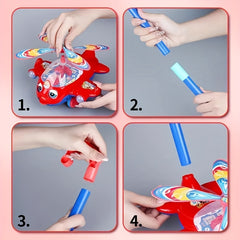 Kids Hand Push Cart Toy Baby Walker Aircraft Cart with Bell Sound