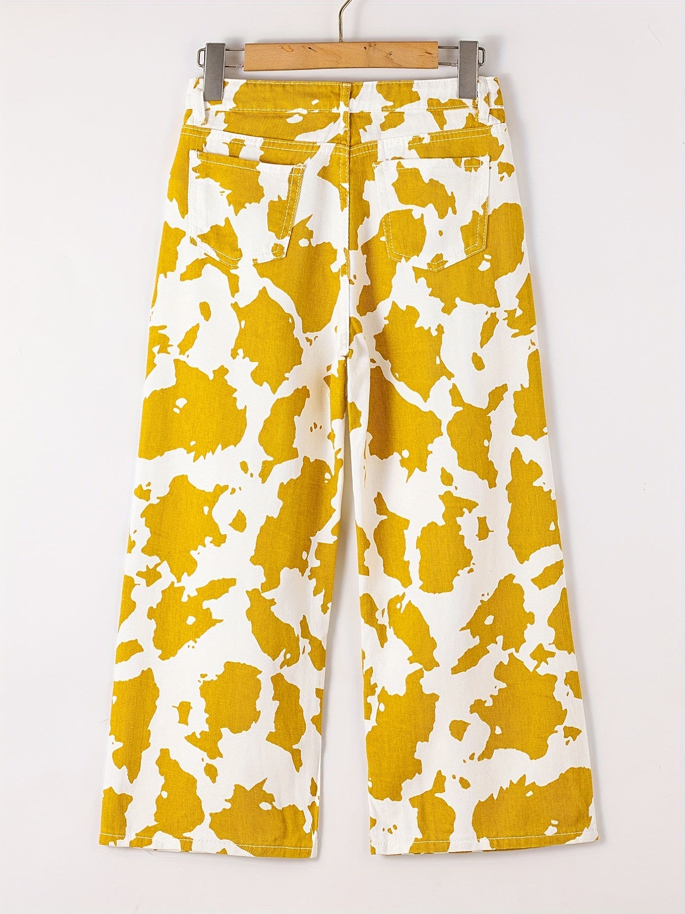 Girls' Cow Print Wide Leg Jeans For Kids