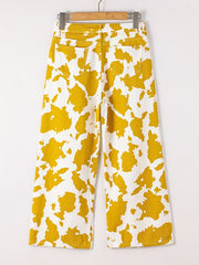 Girls' Cow Print Wide Leg Jeans For Kids
