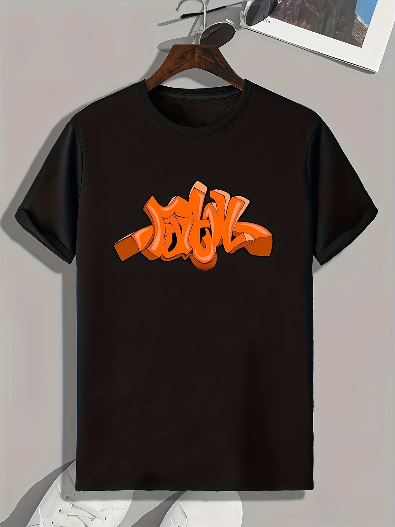 Graffiti Style Pattern Print Men's Sports T shirt Graphic Tee