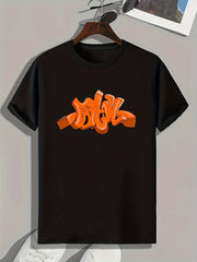 Graffiti Style Pattern Print Men's Sports T shirt Graphic Tee