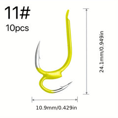 10pcs Double Hook Barbed Fishing Hooks