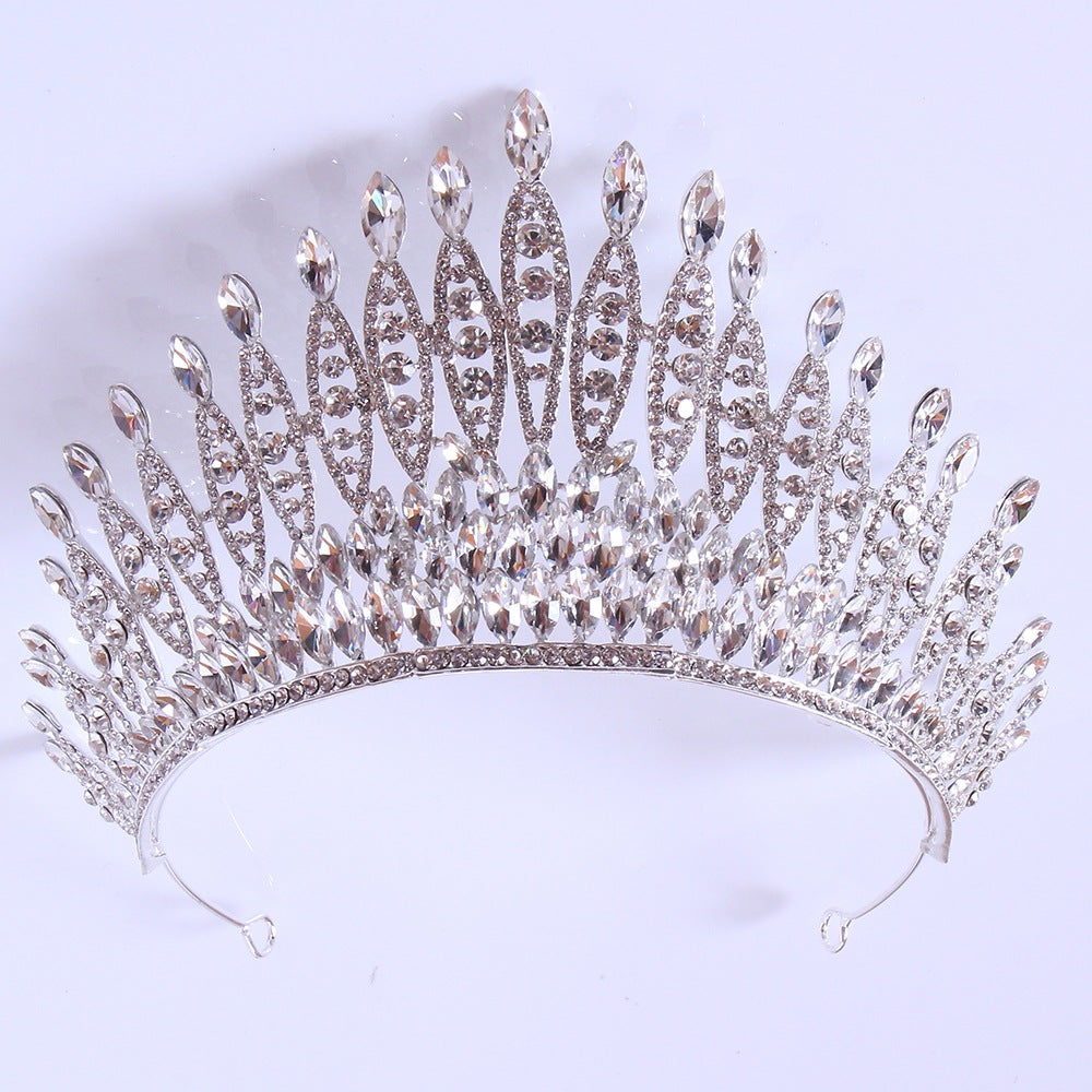 Red Crystal Crowns Rhinestone Tiara Headpiece Girls Bridal Wedding