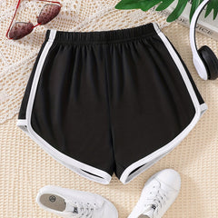 Girls' Basic Shorts Contrast Binding Comfortable And Breathable