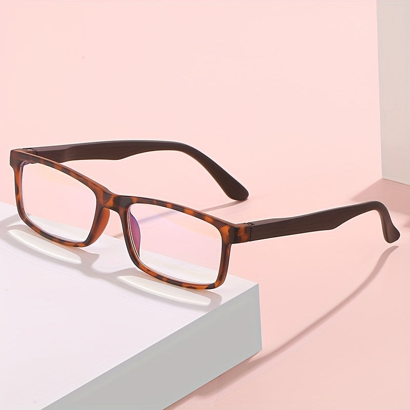 Men's Ultra Clear Spring Hinged Glasses Leopard Frame Light Blocking Glasses