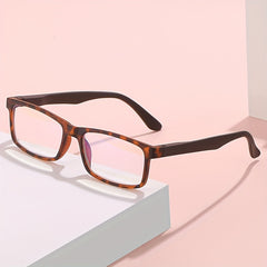 Men's Ultra Clear Spring Hinged Glasses Leopard Frame Light Blocking Glasses