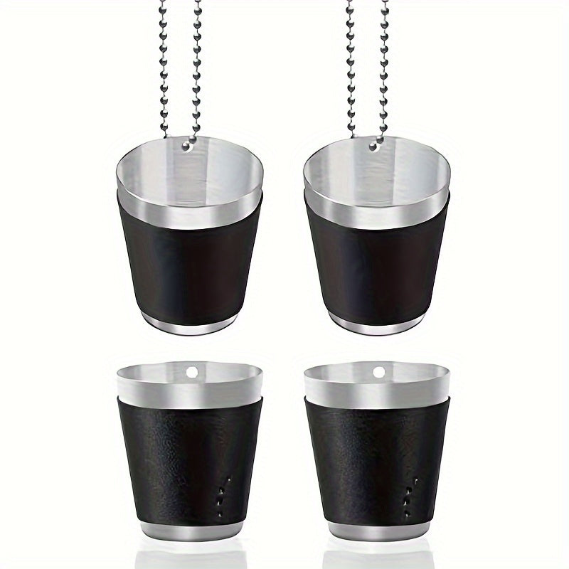 4-Pack 30ML Stainless Steel Cups with Beads Chain - Portable Small Wine Glass