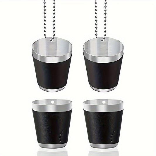 4-Pack 30ML Stainless Steel Cups with Beads Chain - Portable Small Wine Glass