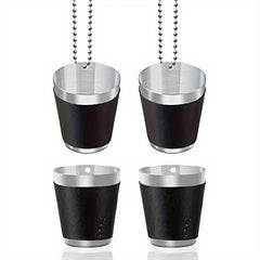 4-Pack 30ML Stainless Steel Cups with Beads Chain - Portable Small Wine Glass