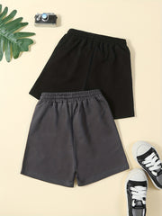2pcs Boys Shorts Drawstring Waist Soft Comfortable Kids Clothes