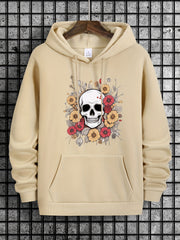 Skull Print Hooded Sweatshirt for Men