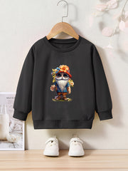 Girls Pattern Print Sweatshirt Casual Pullover for Fall Winter