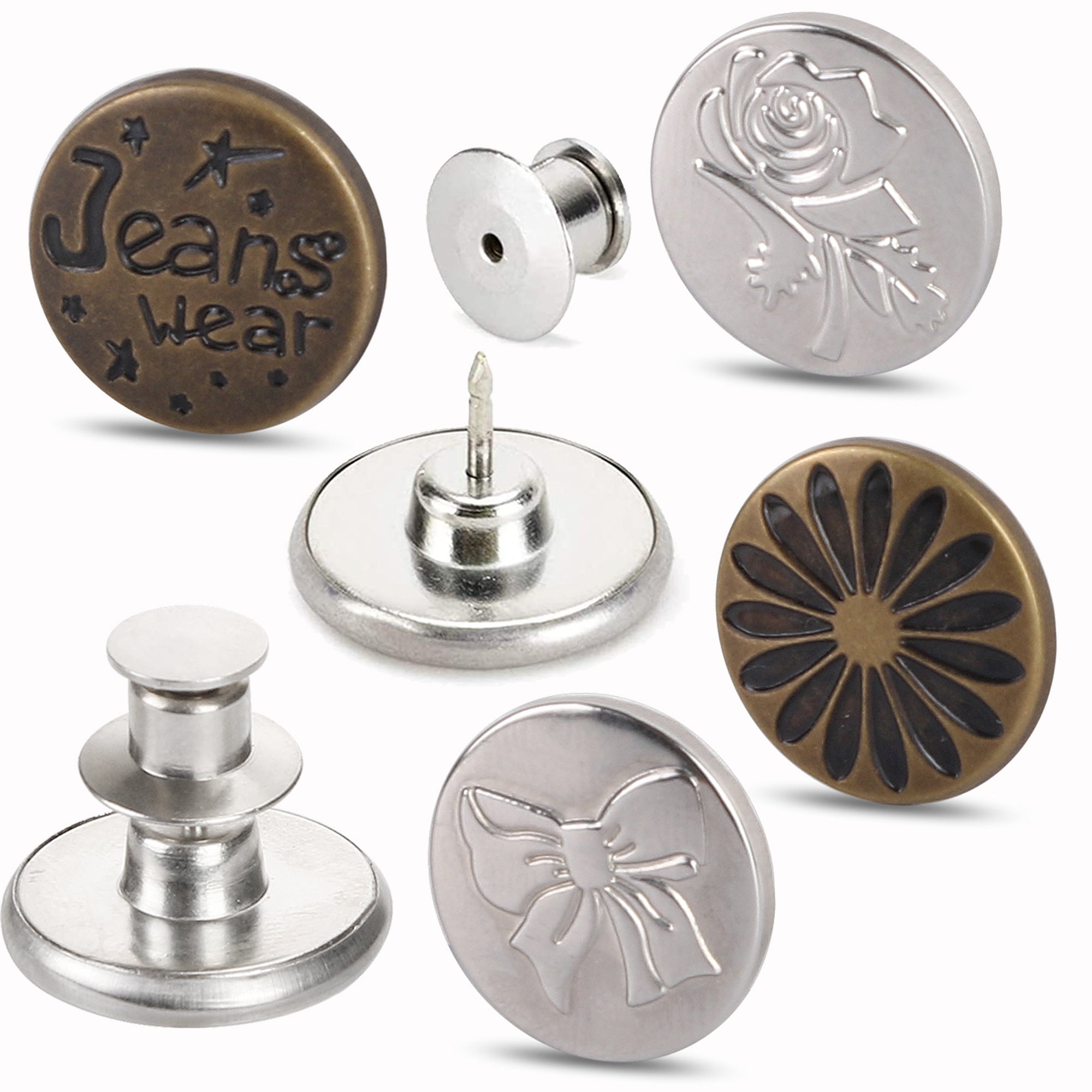8pcs Adjustable Jean Button Pins for Pants Installation