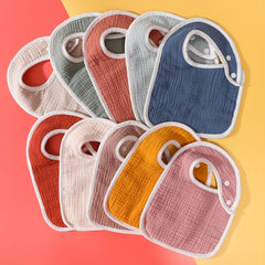 Cotton Baby Bib Snap Button U-shaped Plain Bib