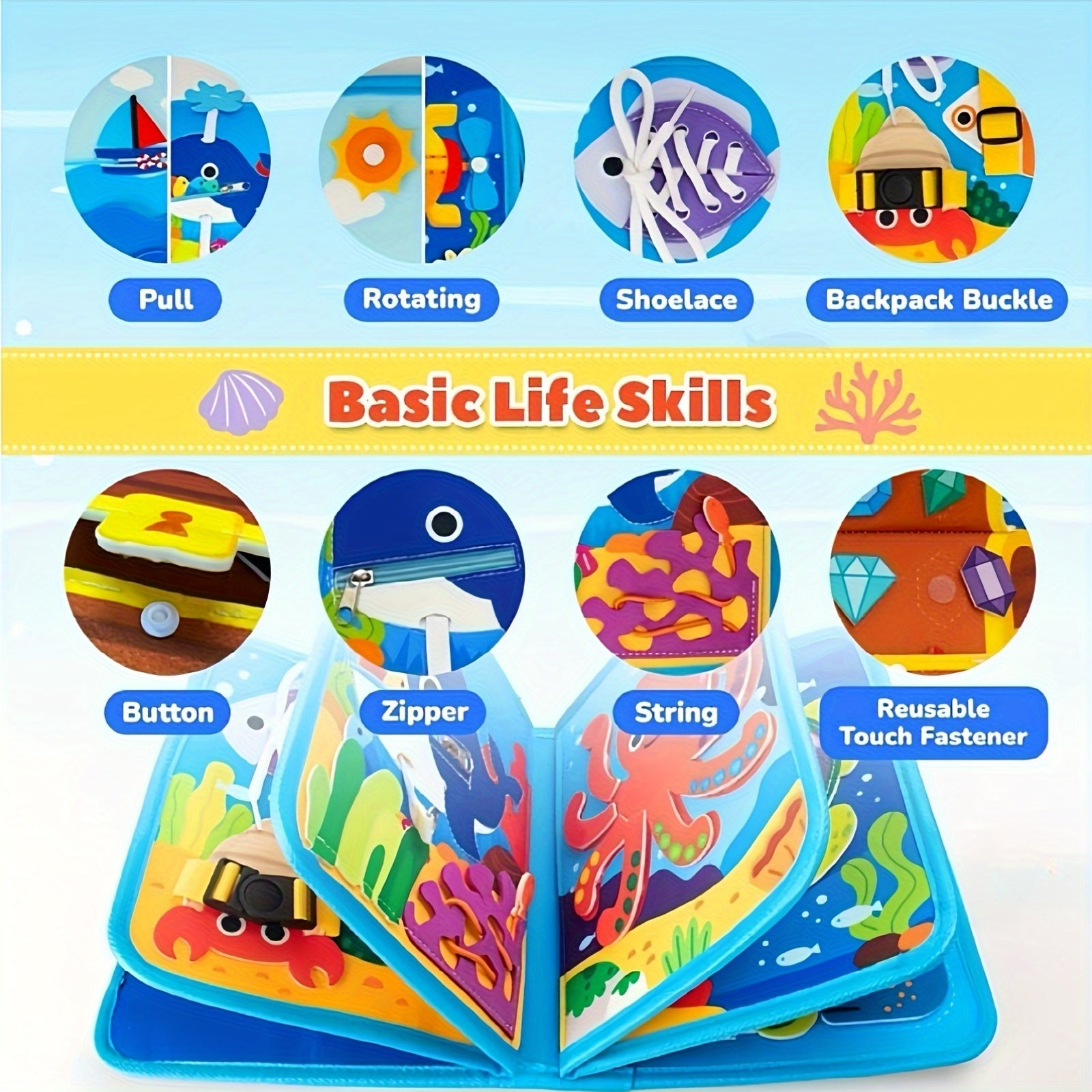 Busy Book for Toddlers 1-3 Year Olds Sensory Toys Quiet Activity Book Learning F