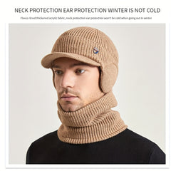 Warm Ear Protection Hat & Neck Gaiter Set Fleece Beanie Two piece Set