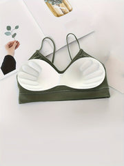 3pcs Solid Ribbed Cami Tops V Neck Comfy Women's Lingerie