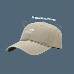 Wave Embroidery Baseball Cap Solid Washed Distressed Dad Hats