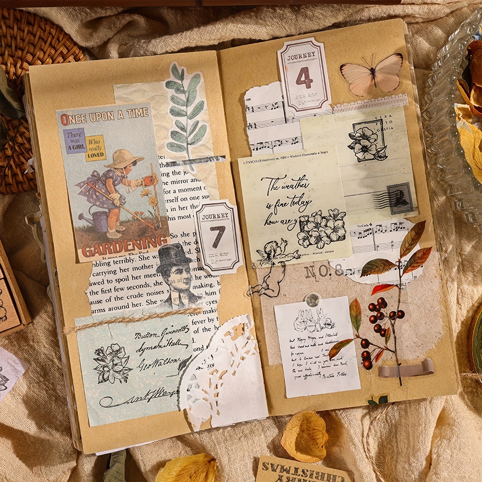 8pcs Vintage Flowers Wooden Rubber Stamps Set - Craft Scrapbook Card Making DIY