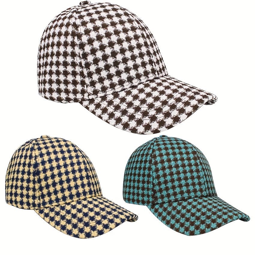 Grid Baseball Cap Outdoor Sun Cap for Men and Women