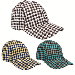 Grid Baseball Cap Outdoor Sun Cap for Men and Women