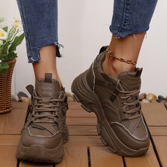 Women's Waterproof Platform Sneakers Round Toe Chunky Shoes